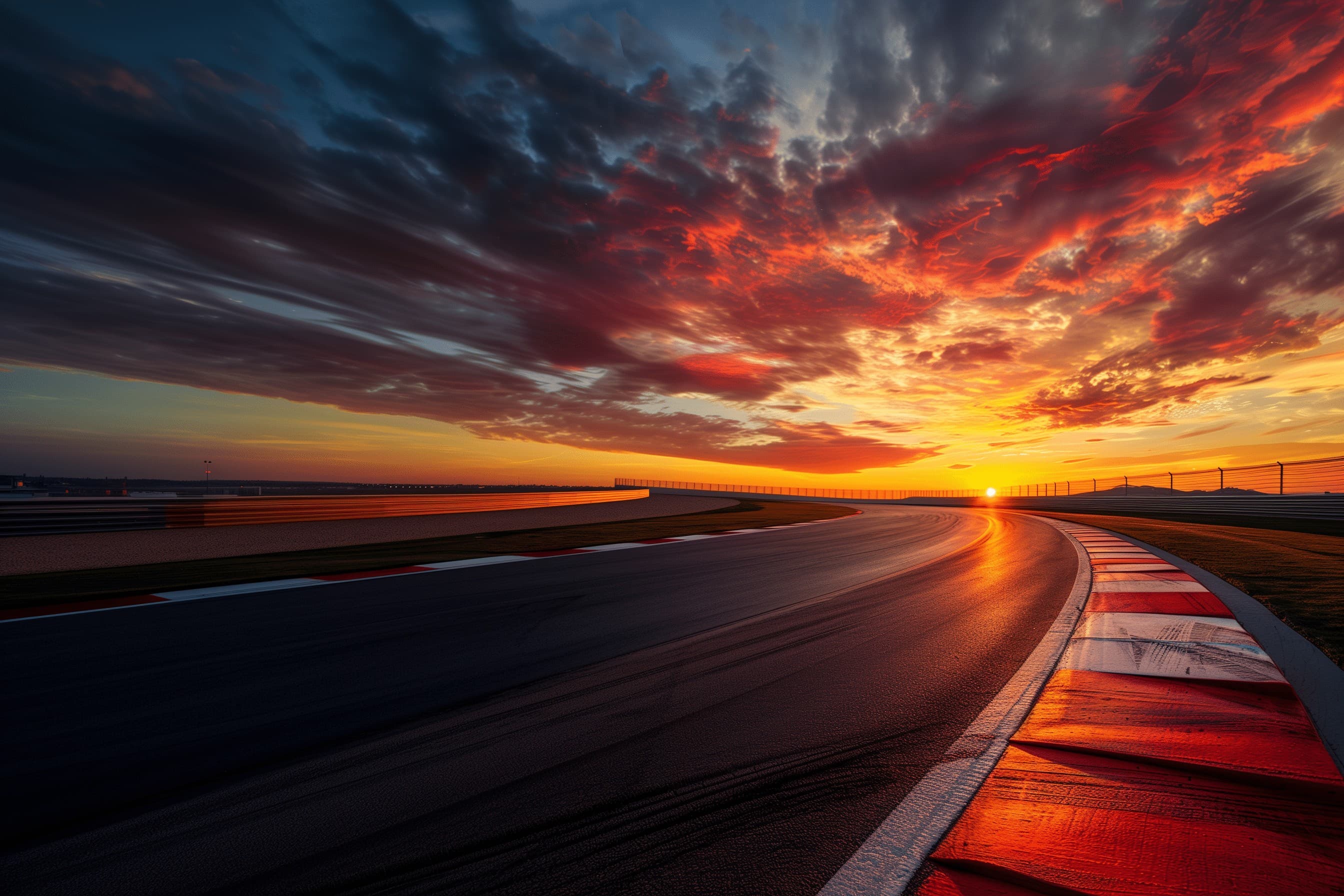 Sunset photo of imaginary f1 track